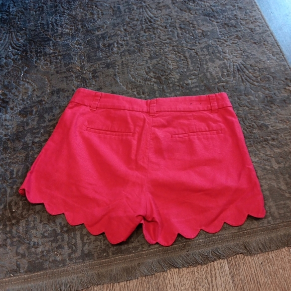 J. Crew Women's Red Linen Cotton Scallop Hem Shorts Sz 4  US - Picture 4 of 5